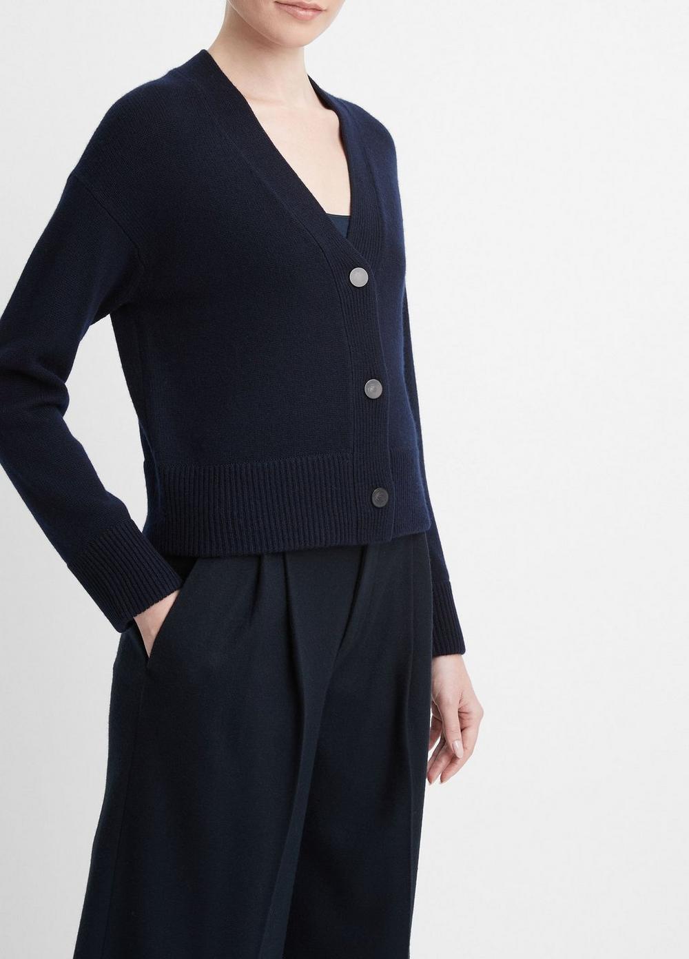 Wool and Cashmere Boxy Three-Button Cardigan in Sweaters | Vince
