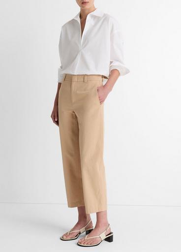 Mid-Rise Washed Cotton Crop Pant in Trousers | Vince