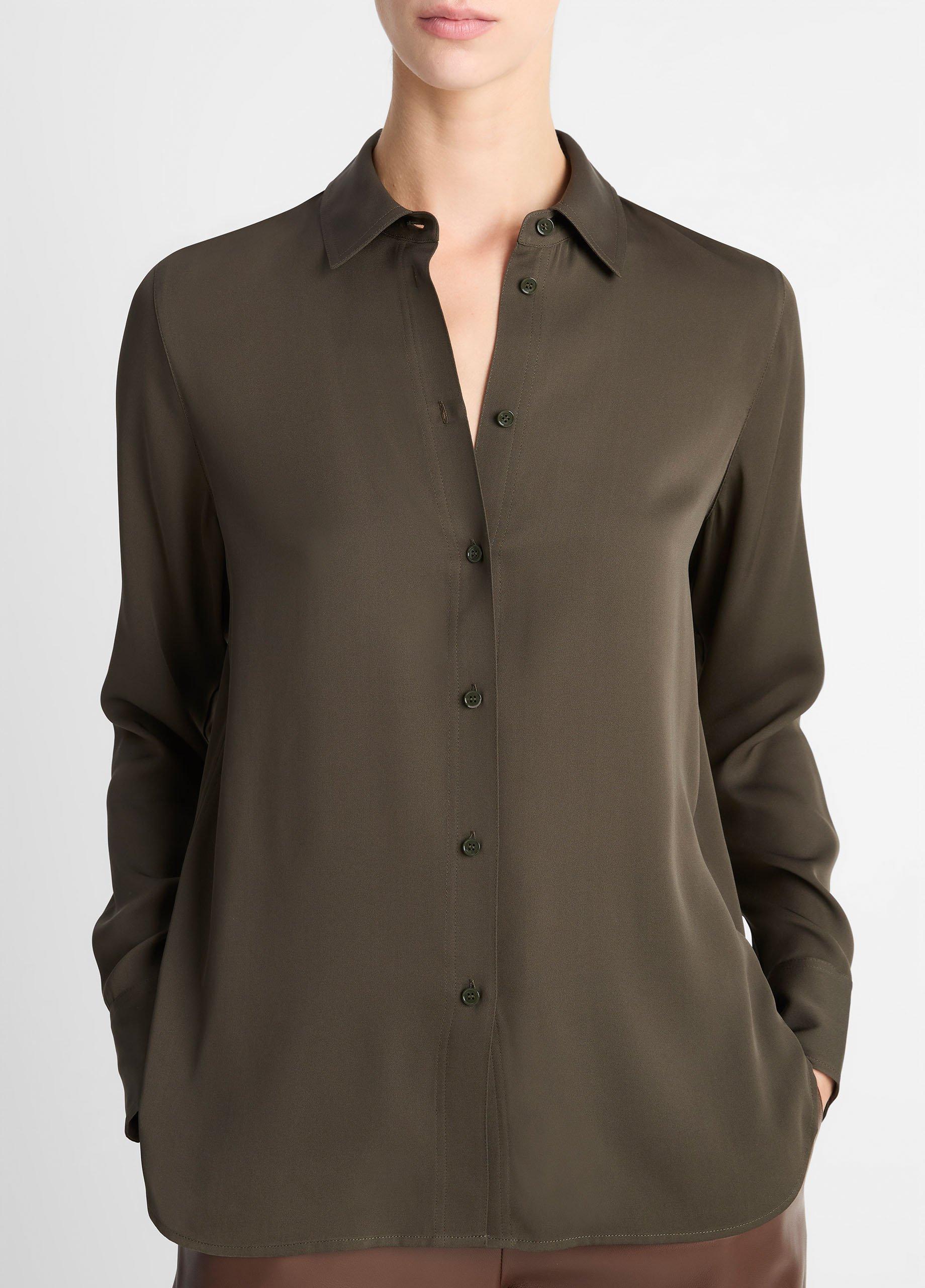 Silk Slim-Fit Blouse in Shirts & Tees | Vince