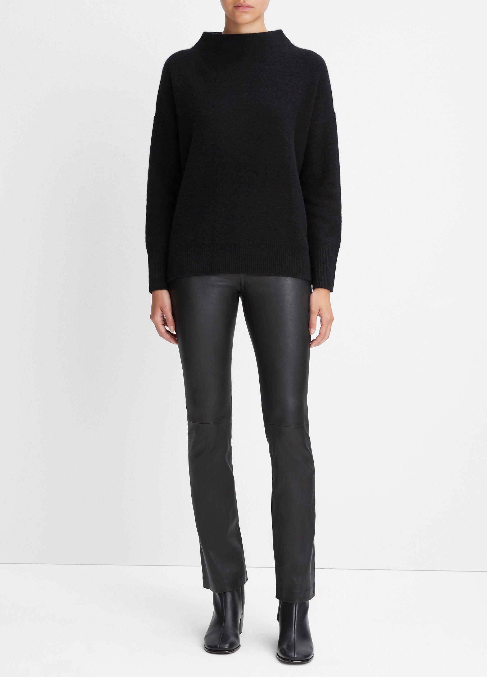 빈스 Vince Plush Cashmere Funnel Neck Sweater,BLACK