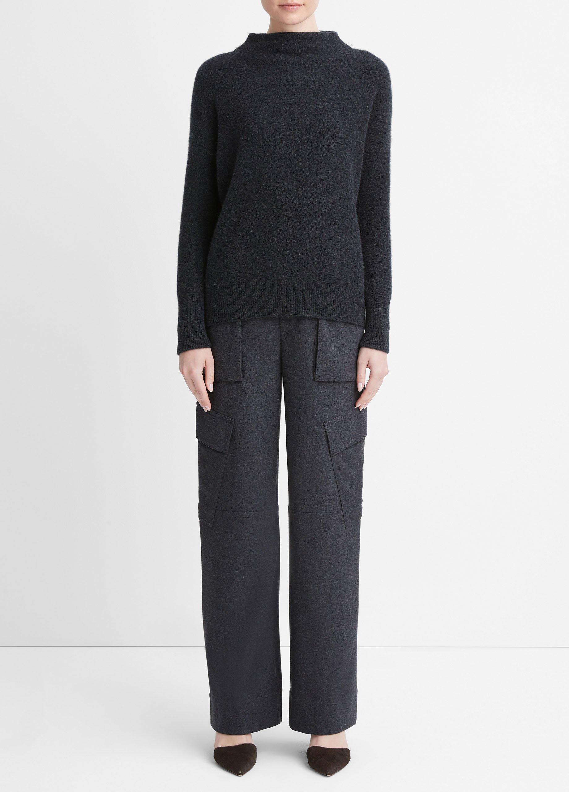 빈스 Vince Plush Cashmere Funnel Neck Sweater,HEATHER CHARCOAL