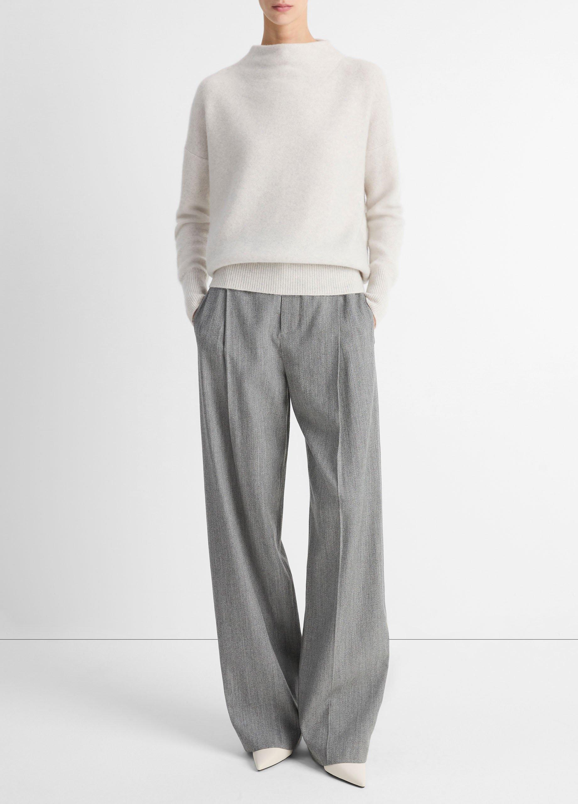 빈스 Vince Plush Cashmere Funnel Neck Sweater,HEATHER PLATINUM