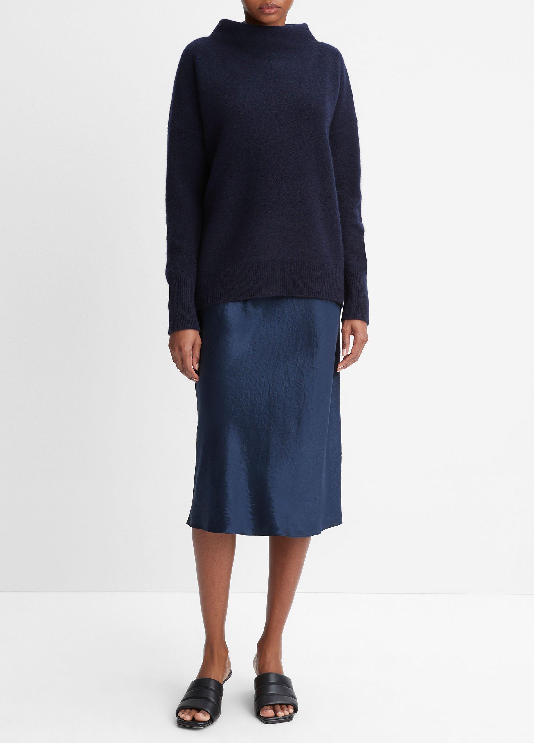 빈스 Vince Plush Cashmere Funnel Neck Sweater,COASTAL BLUE