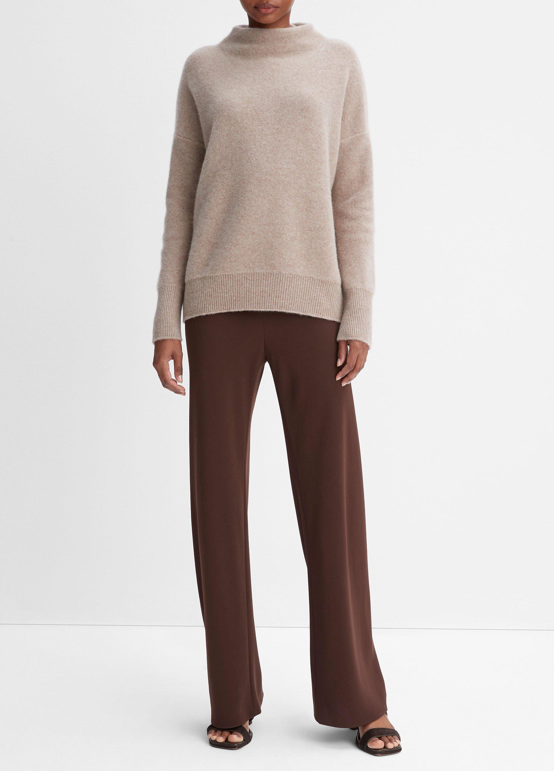 빈스 Vince Plush Cashmere Funnel Neck Sweater,HEATHER HAZEL