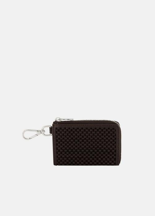 Woven Leather Zip-Top Cardholder