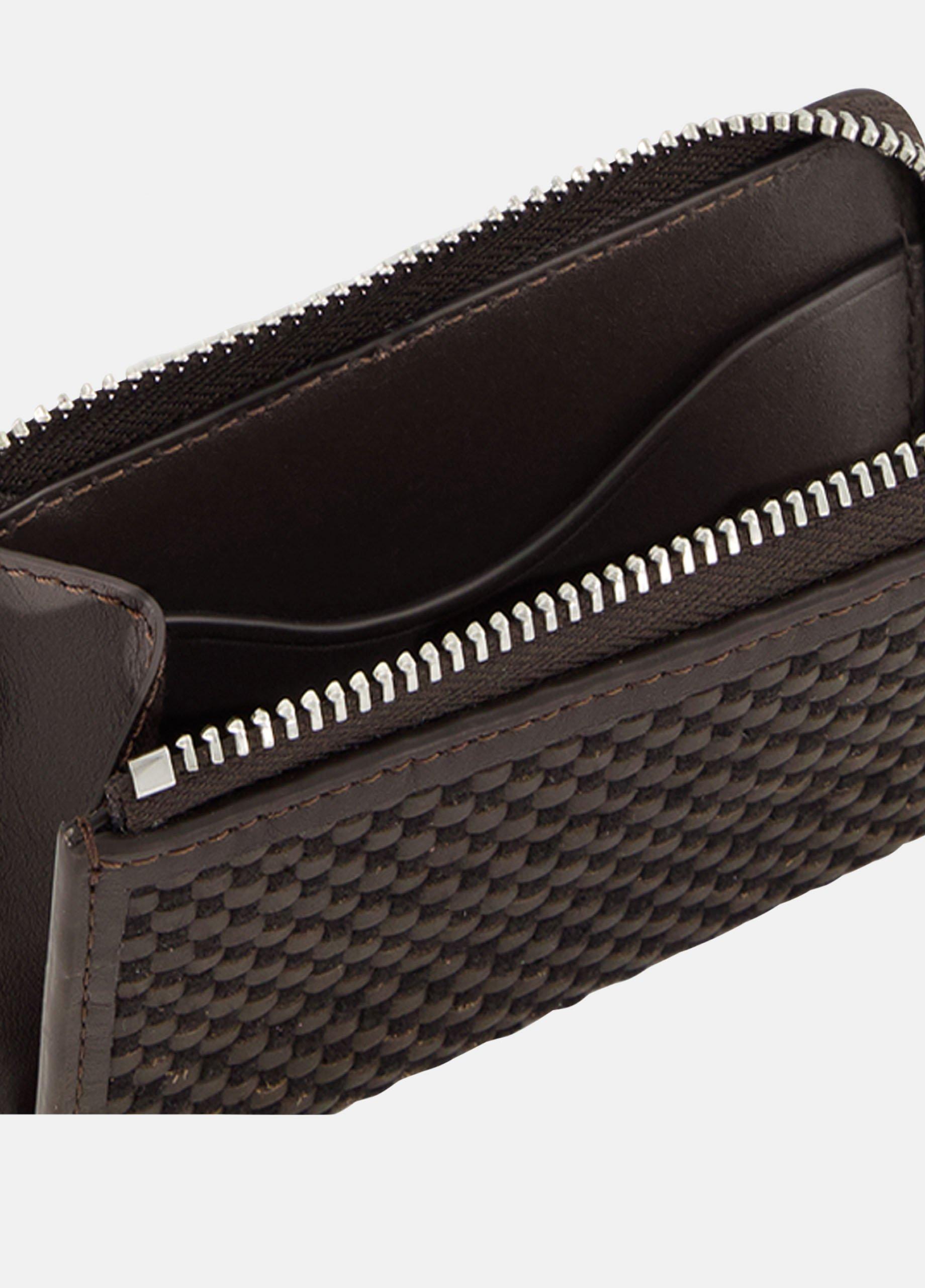 Woven Leather Zip-Top Cardholder image number 1