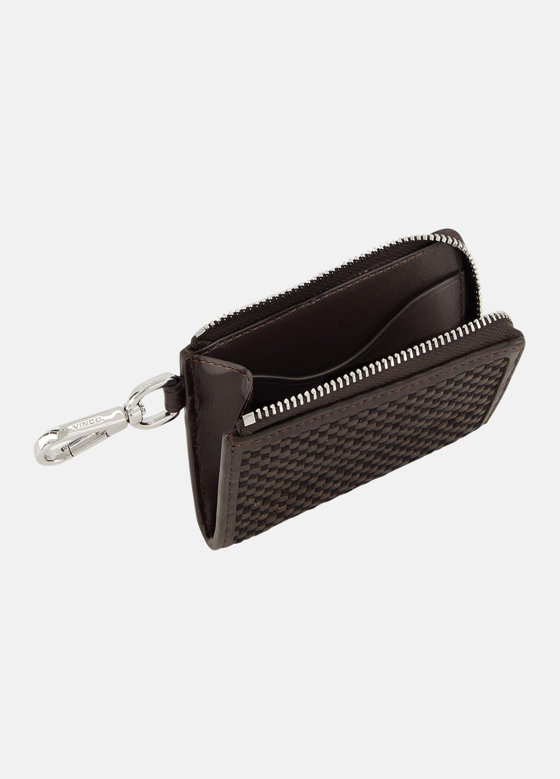 Woven Leather Zip-Top Cardholder image number 2