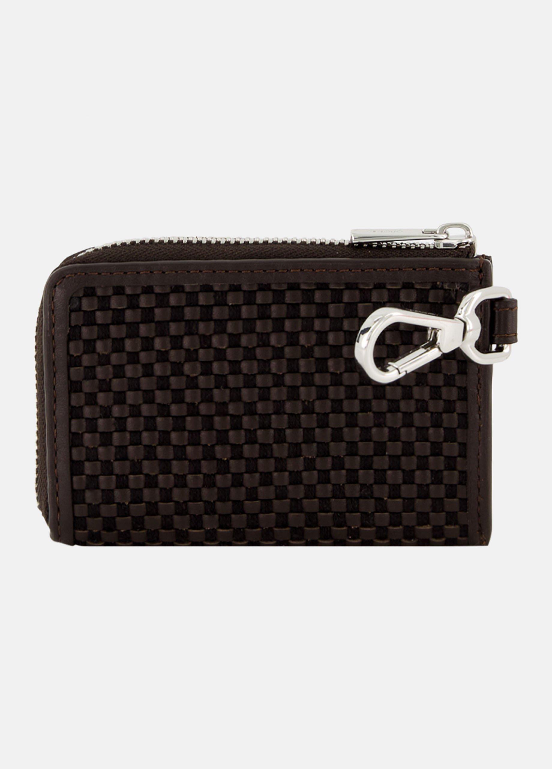 Woven Leather Zip-Top Cardholder image number 3