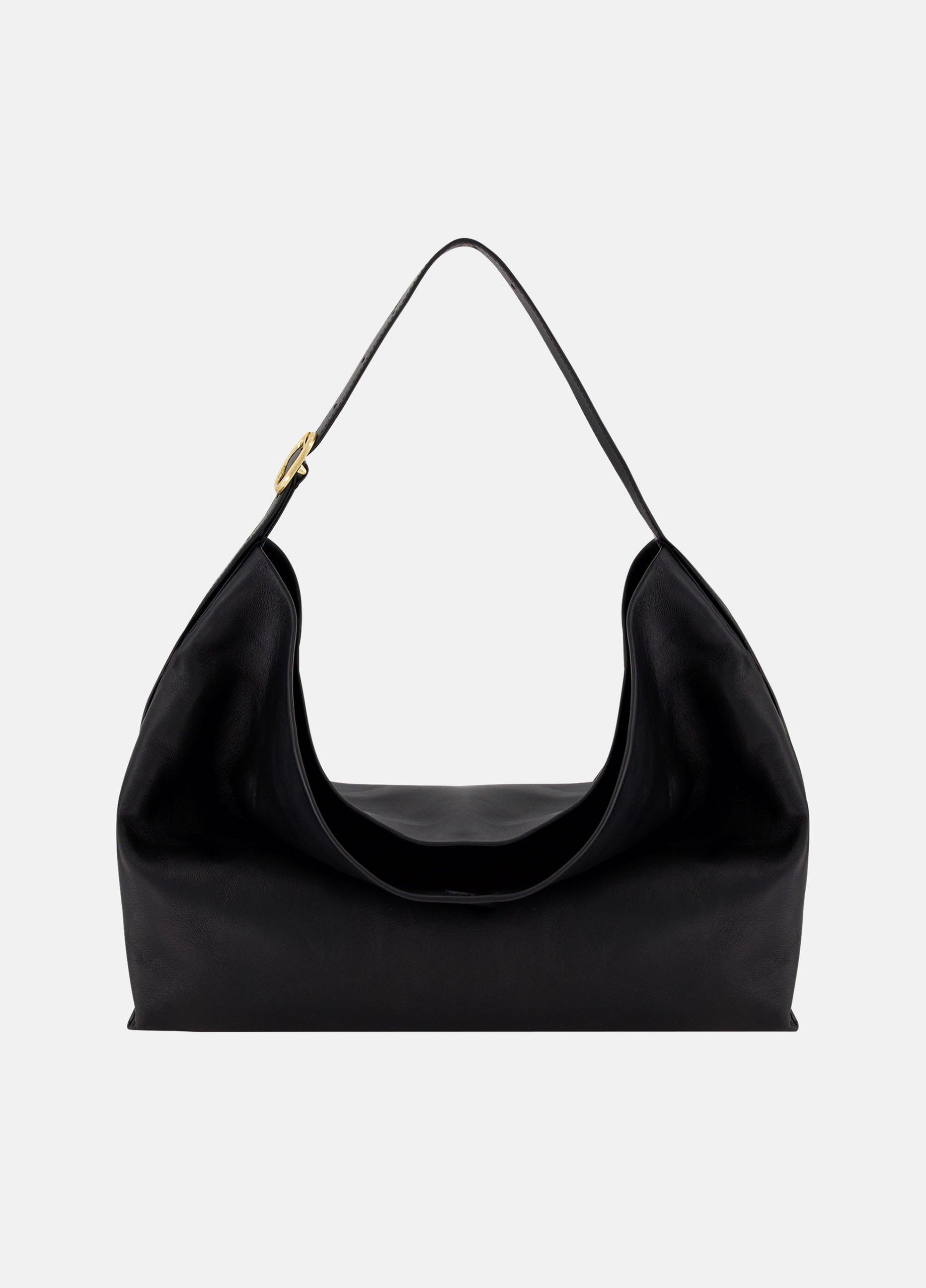 Women's Vivian Plongé Leather Medium Hobo Bag, Black Vince