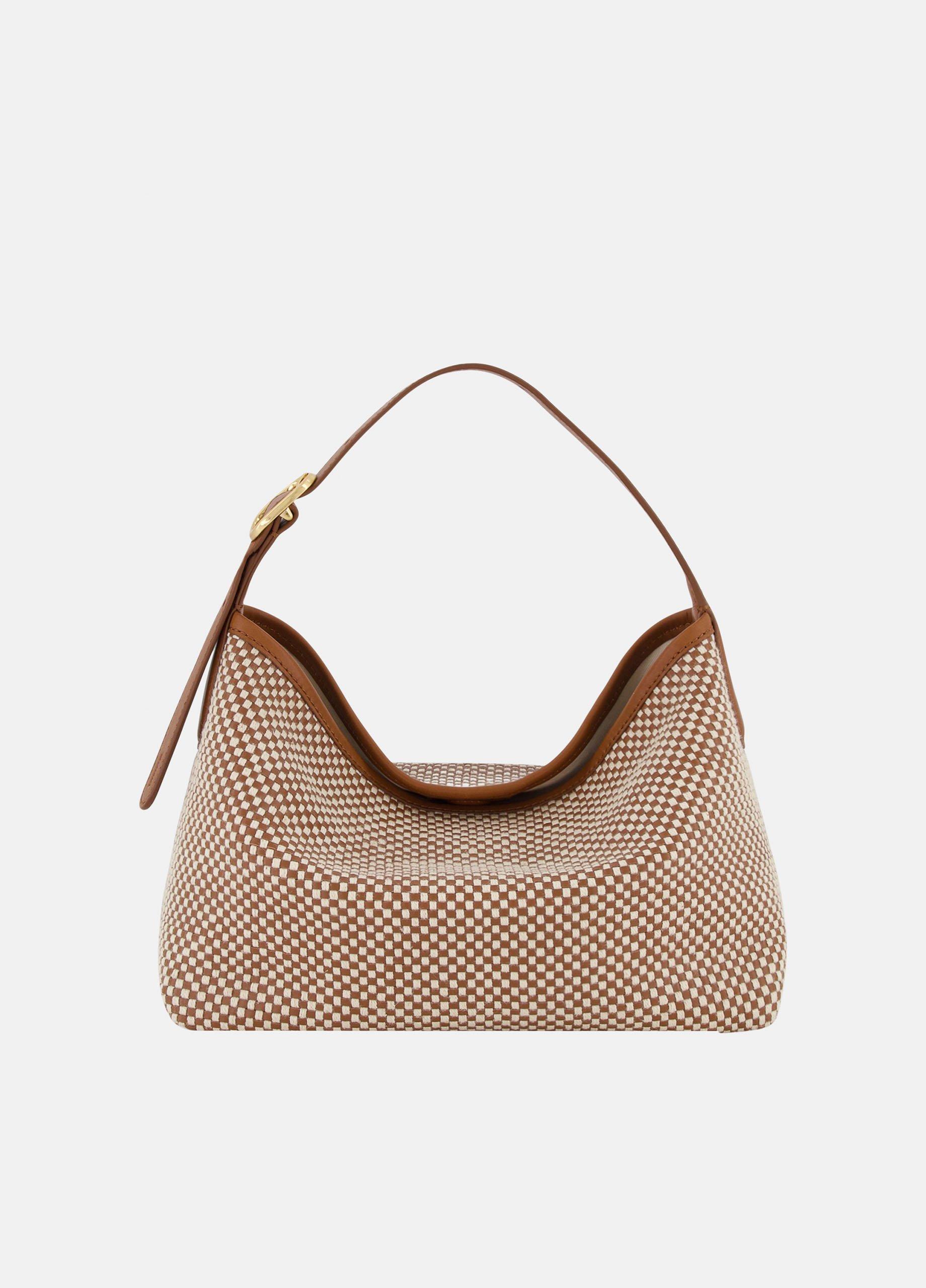 Women's Vivian Woven Leather Small Hobo Bag, Saddle Vince