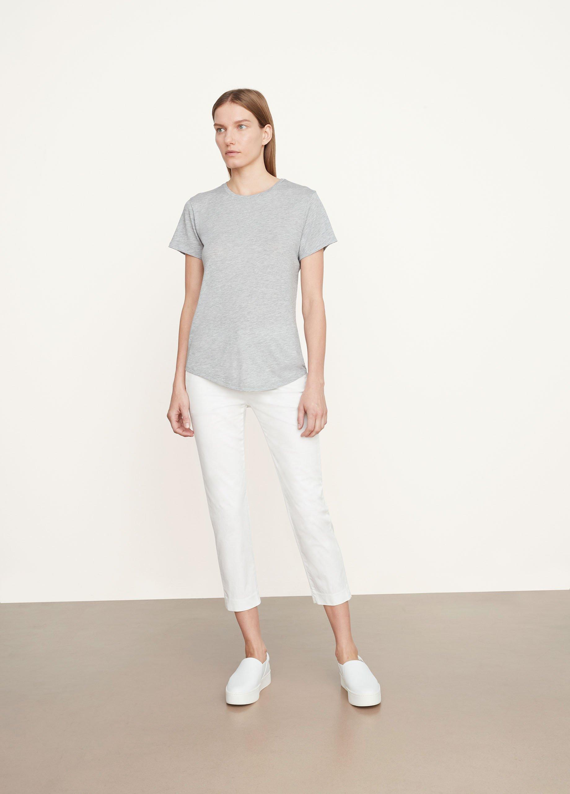빈스 Vince Pima Shirttail Crew Neck T-Shirt,HEATHER GREY