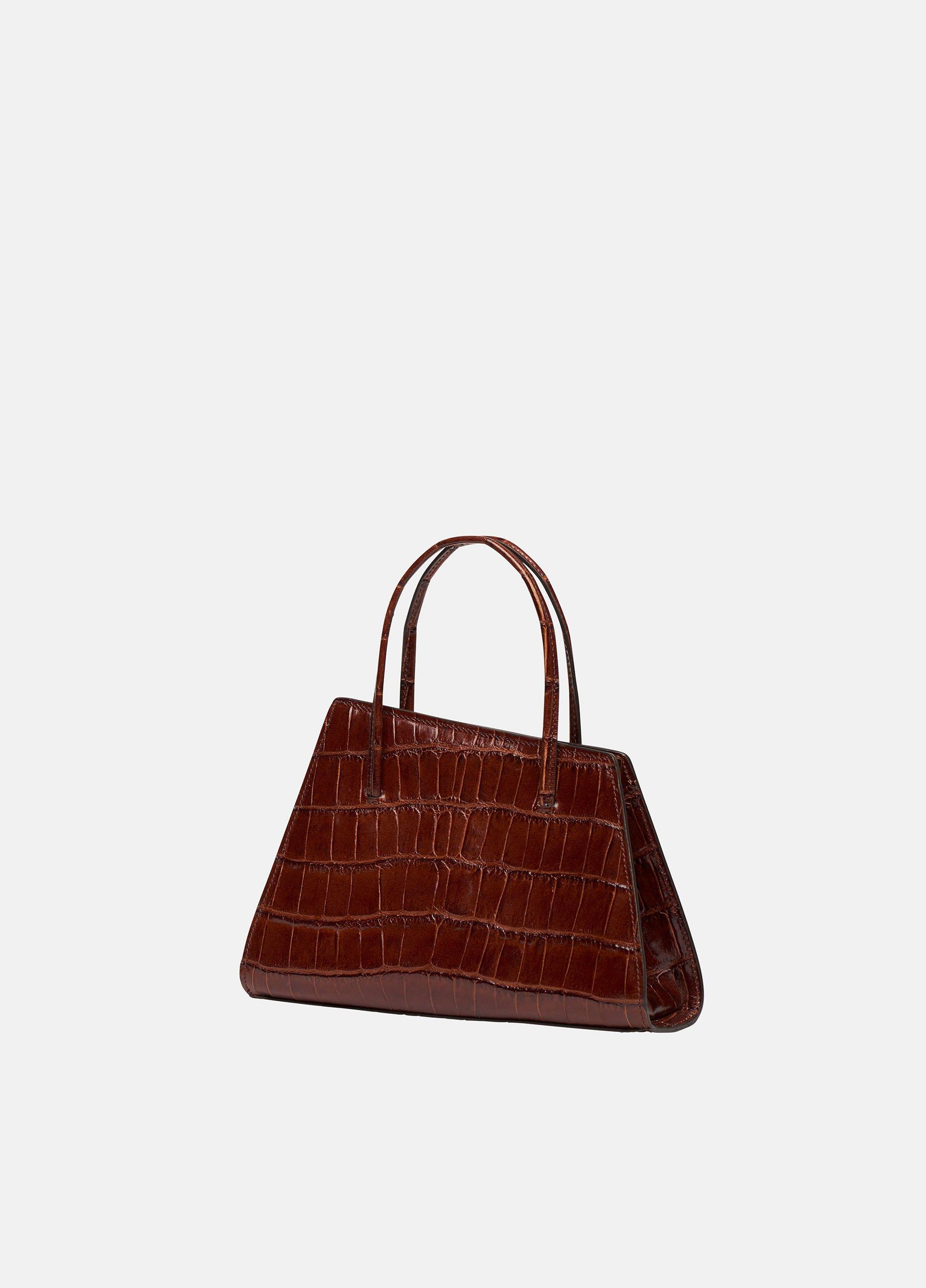 Little Liffner Women's Slanted Croc Mini Tote Bag - Cognac