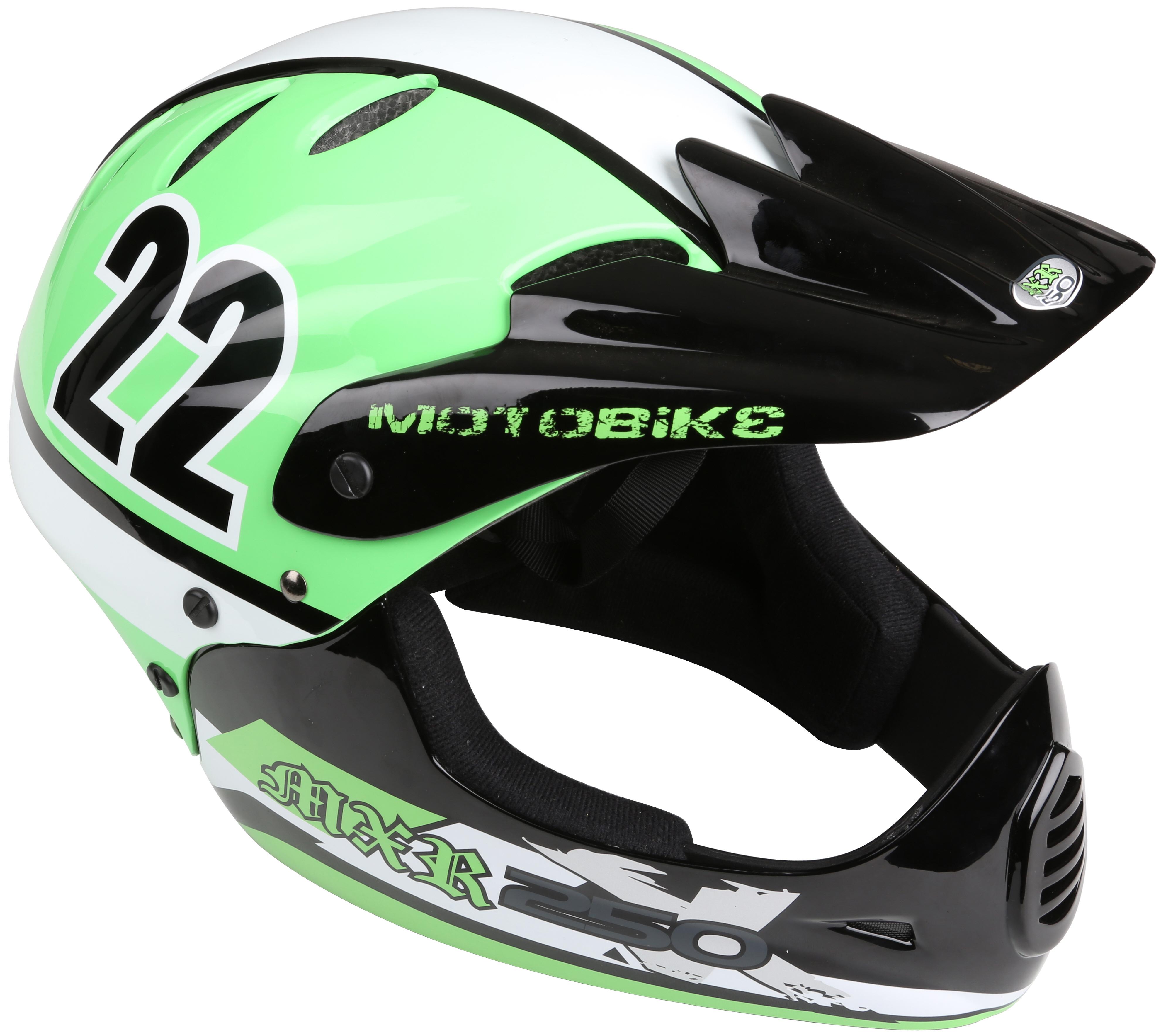 Motobike MXR250 Full Face Kids Bike Helmet Green (4854cm) Halfords UK