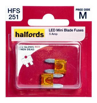 Halfords LED Mini Blade Fuses 5 Amp (HFS251) | Halfords UK