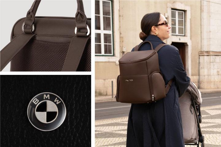 Nuna Essential changing bag backpack in BMW collaboration design