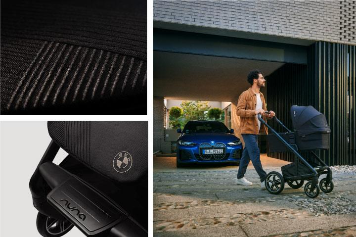 Nuna MIXX next pushchair with carry cot in BMW collaboration design