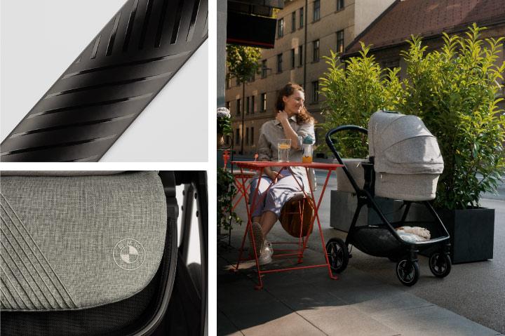 Nuna TRIV next pushchair with LYTL carry cot in BMW collaboration design