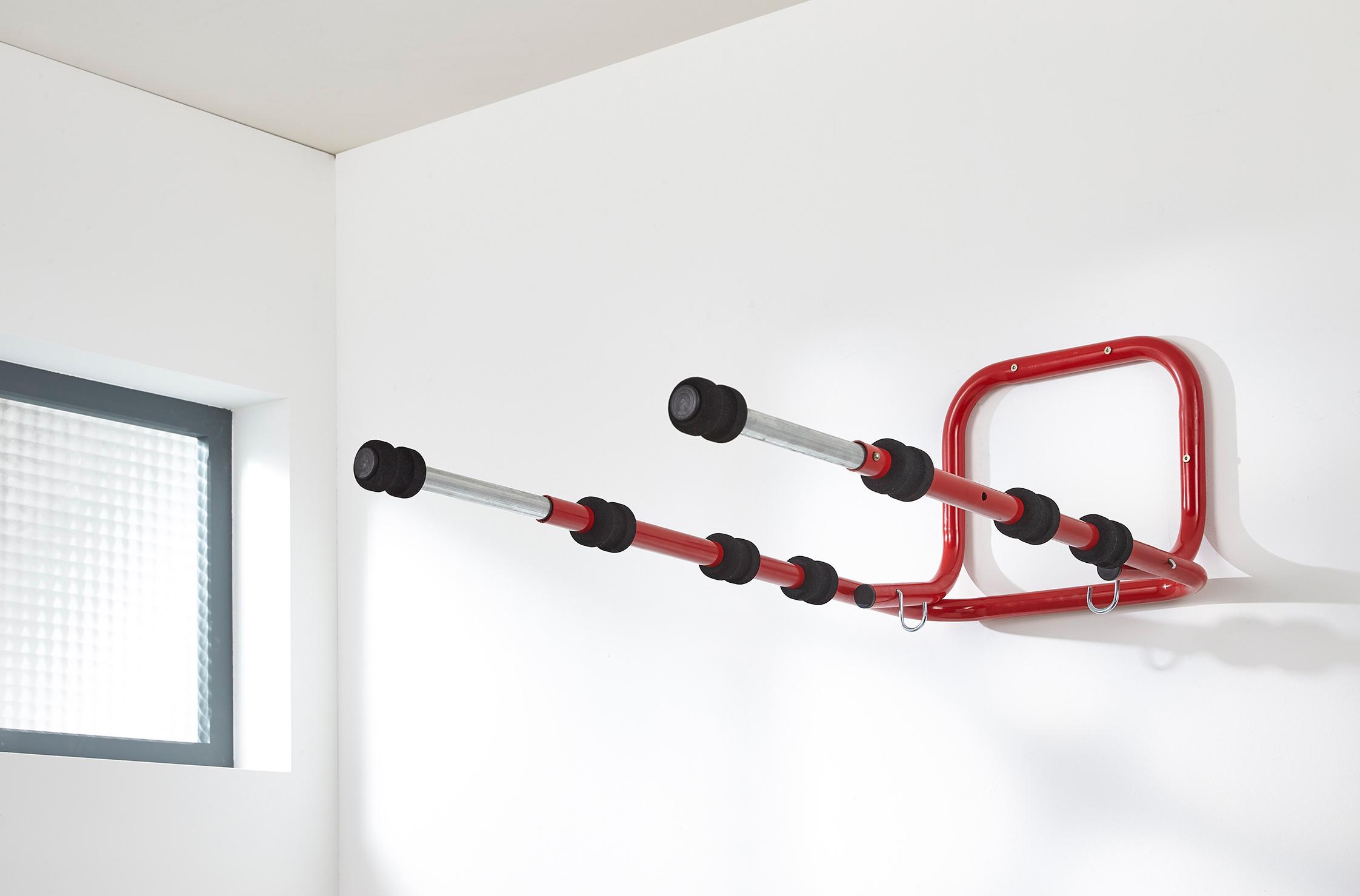 mottez folding & telescopic 4 bike wall rack