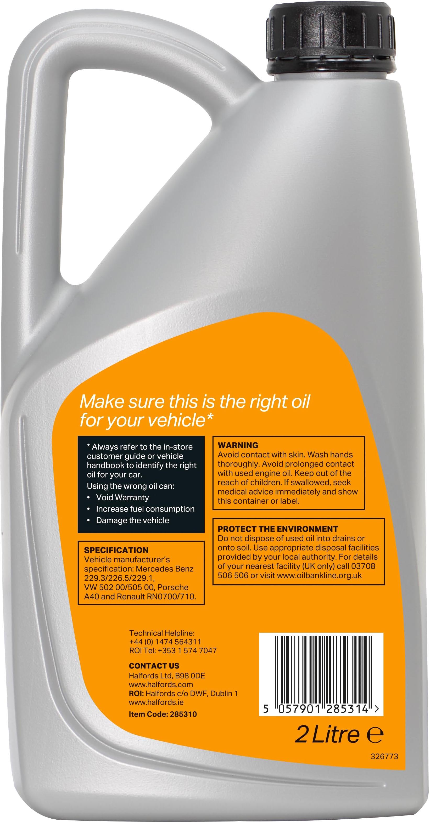 Halfords 5w40 Fully Synthetic Oil 4 2 Litres Halfords Uk