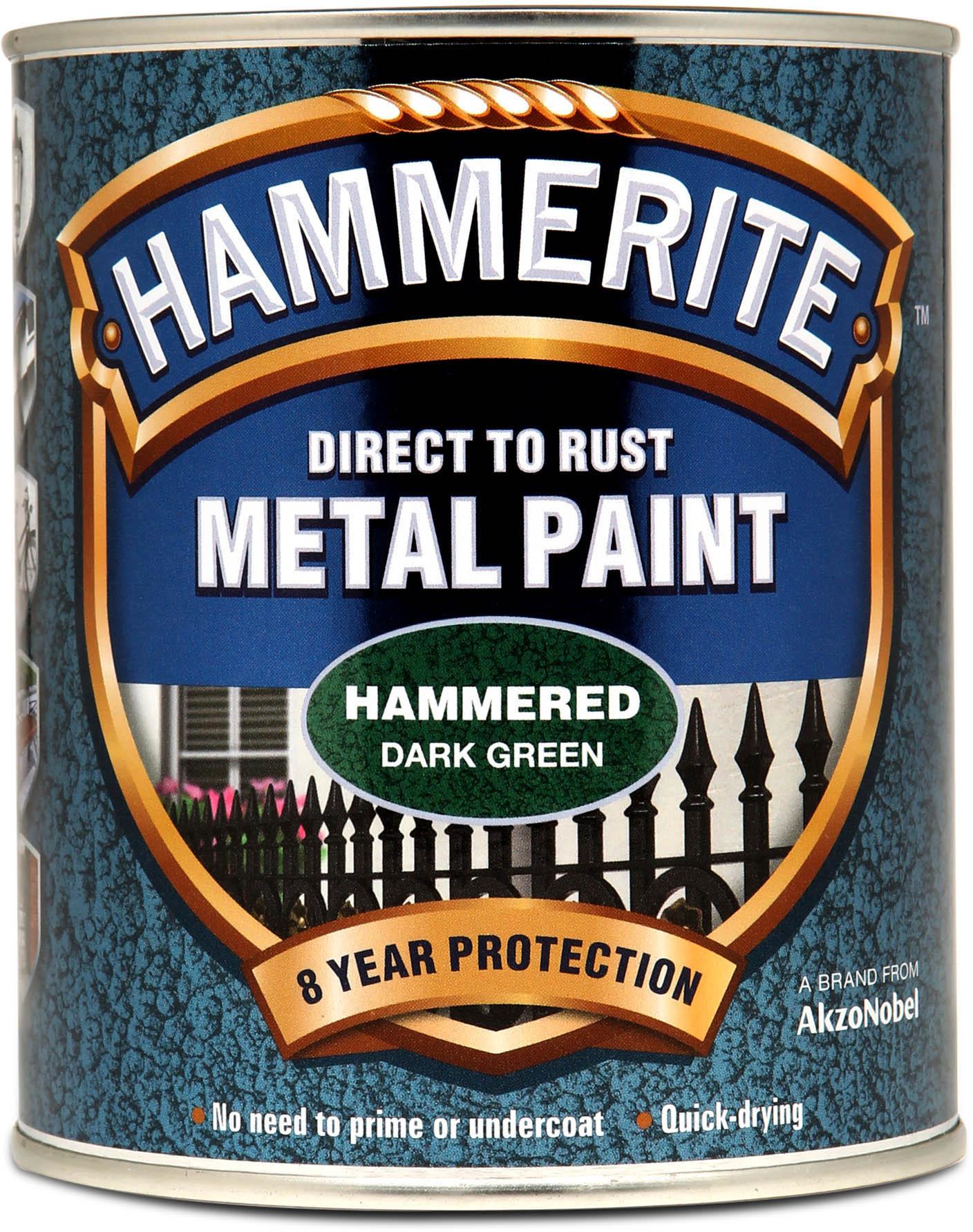 Hammerite Direct to Rust Metal Paint Hammered Dark Green 750ml