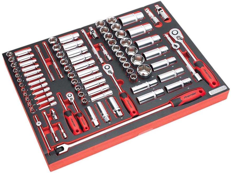 Sealey 91pc 1 4 3 8 1 2 Sq Socket Set Tool Tray Halfords Uk
