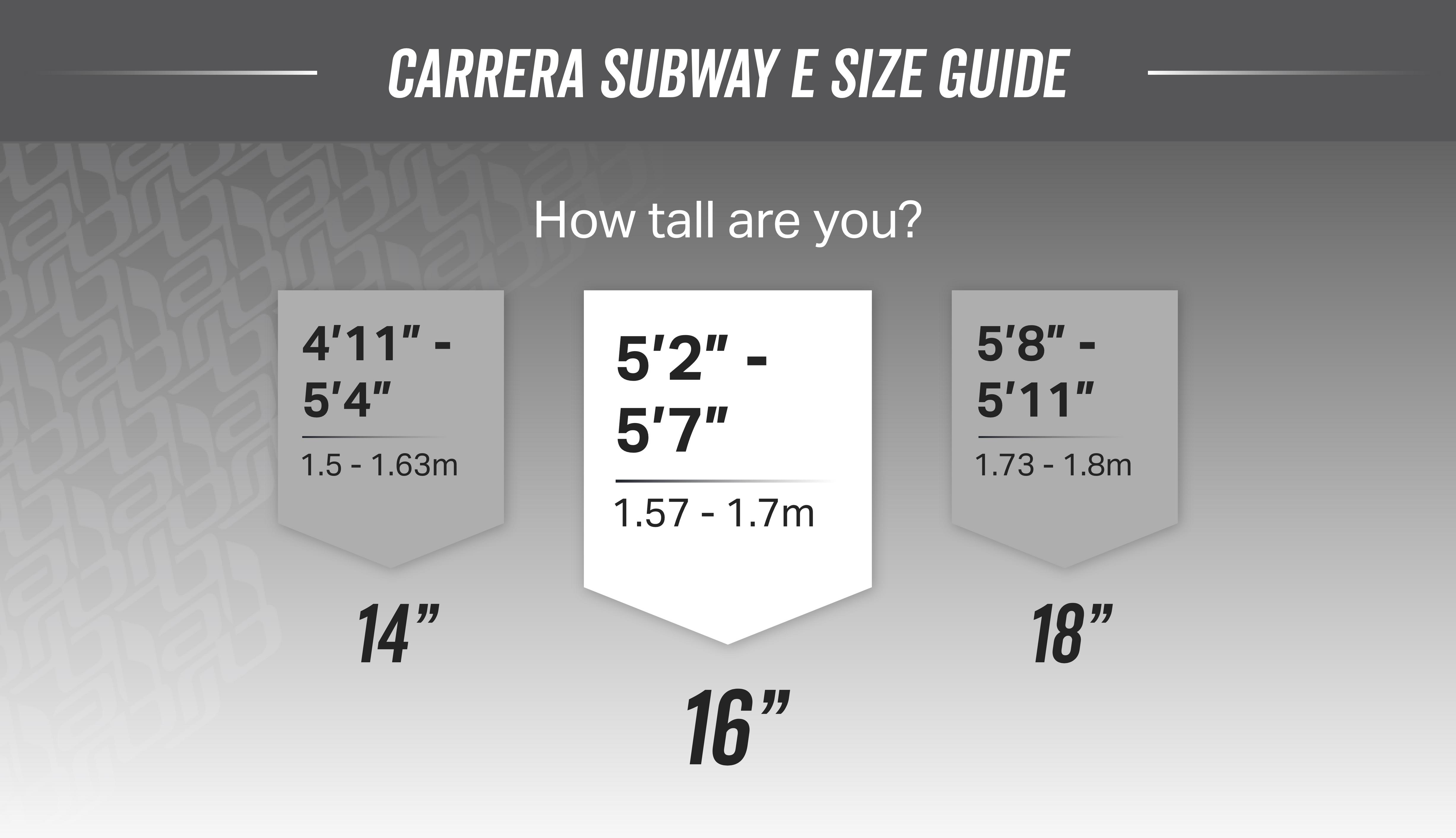 Carrera subway best sale 2 size guide