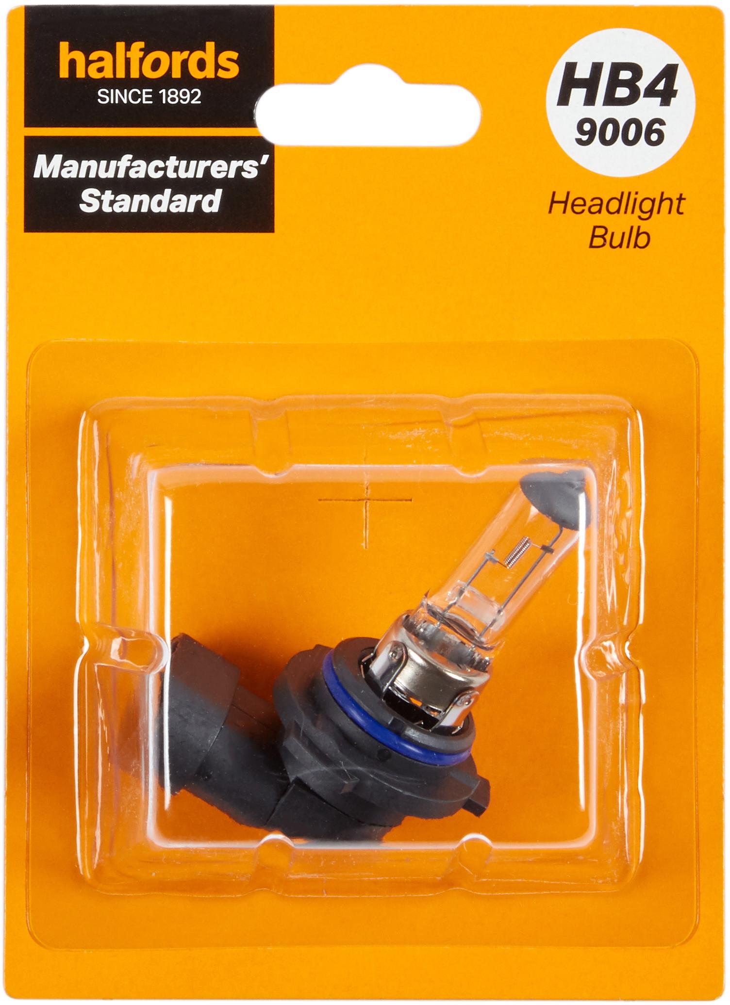 HB4 9006 Car Headlight Bulb Manufacturers Standard Halfords Single Pack
