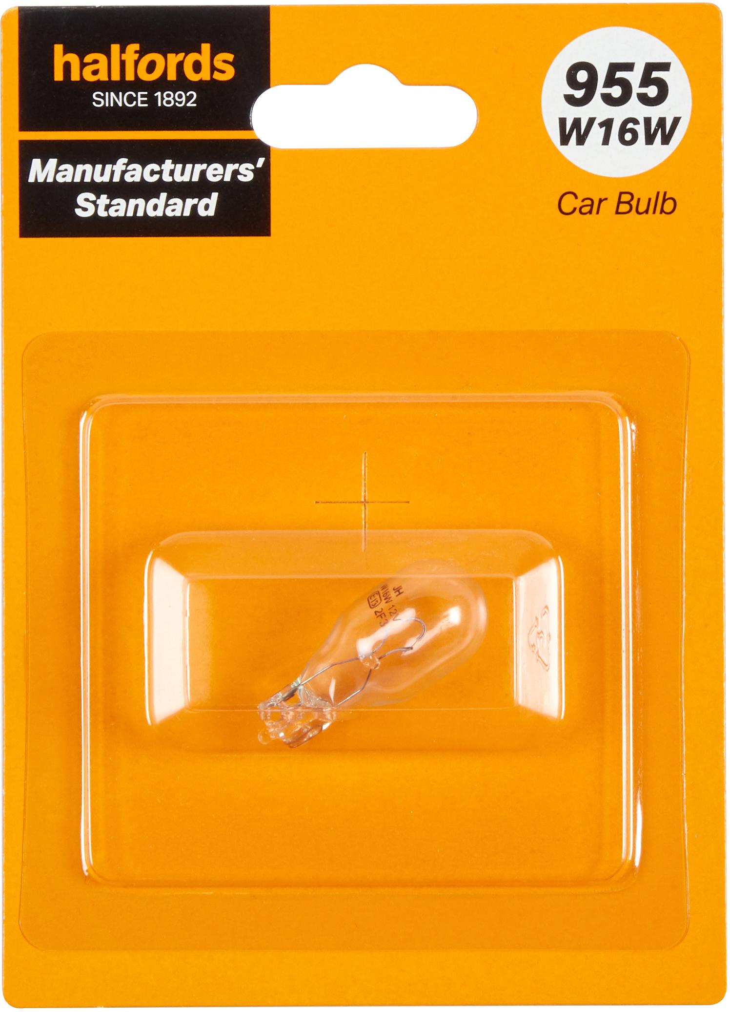 955 W16W Car Bulb Manufacturers Standard Halfords Single Pack Halfords UK