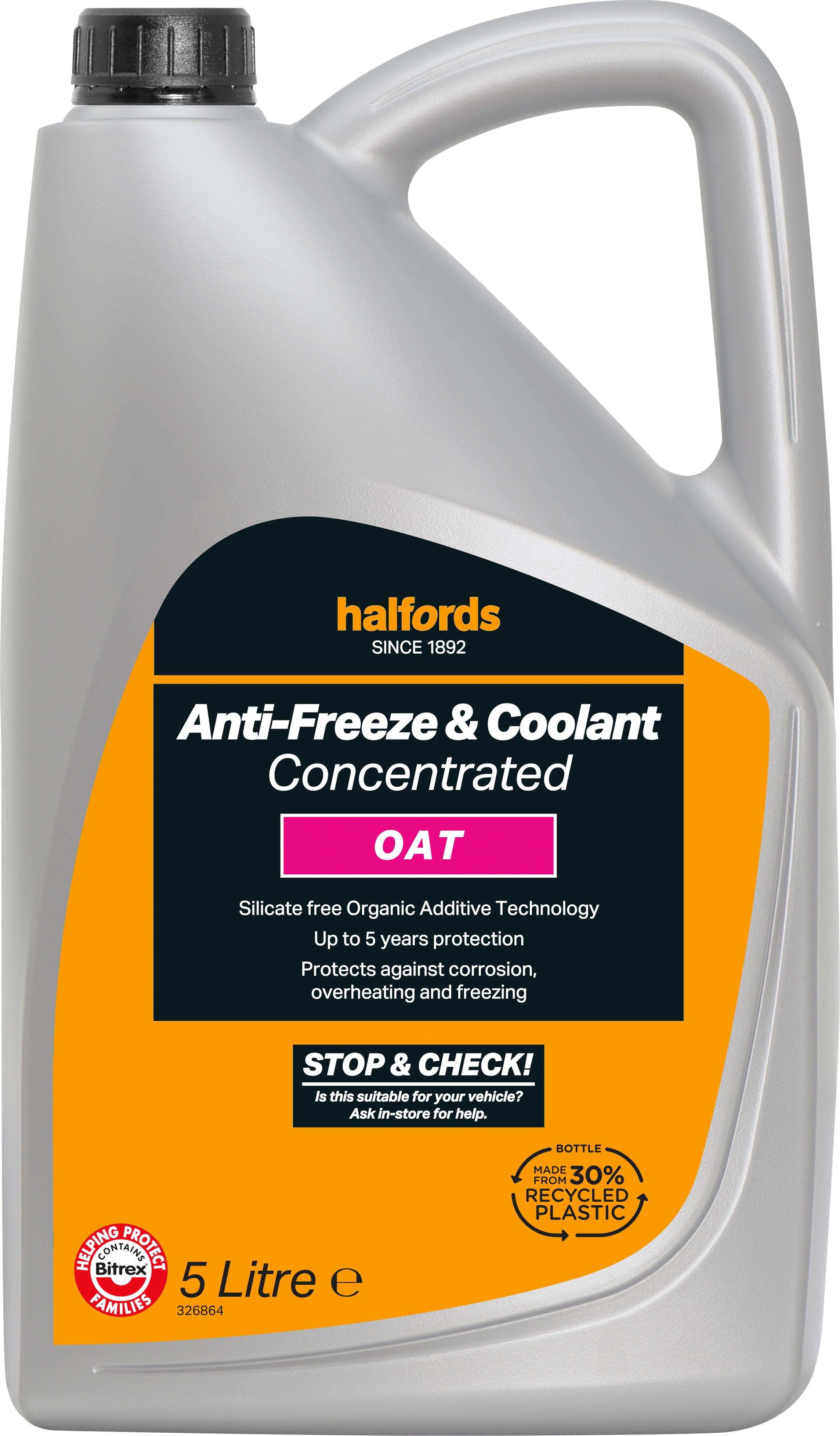 Halfords OAT Antifreeze Concentrate 5 Litres Halfords UK