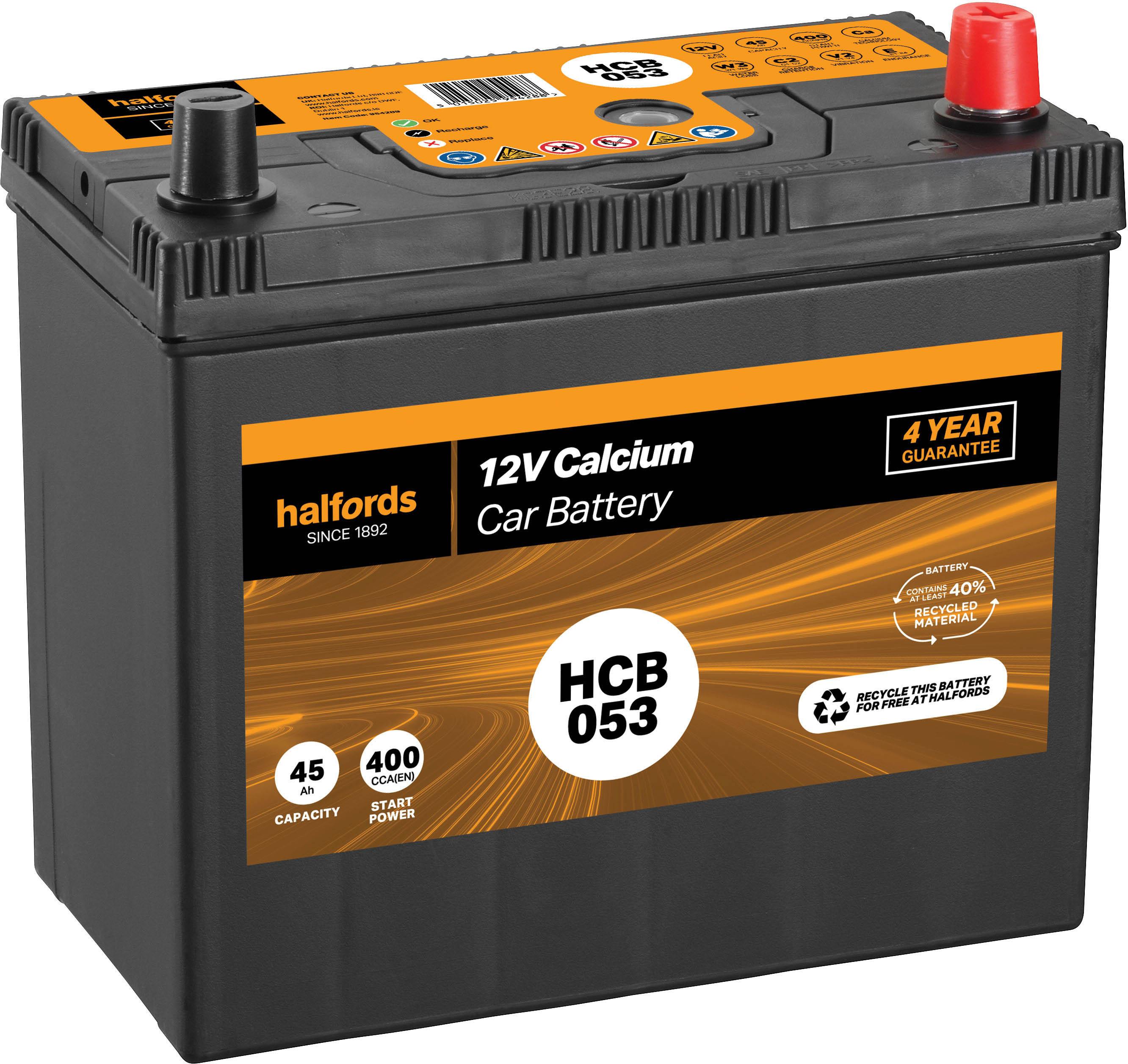 Halfords HB053 Lead Acid 12V Car Battery 3 Year Guarantee | Halfords UK