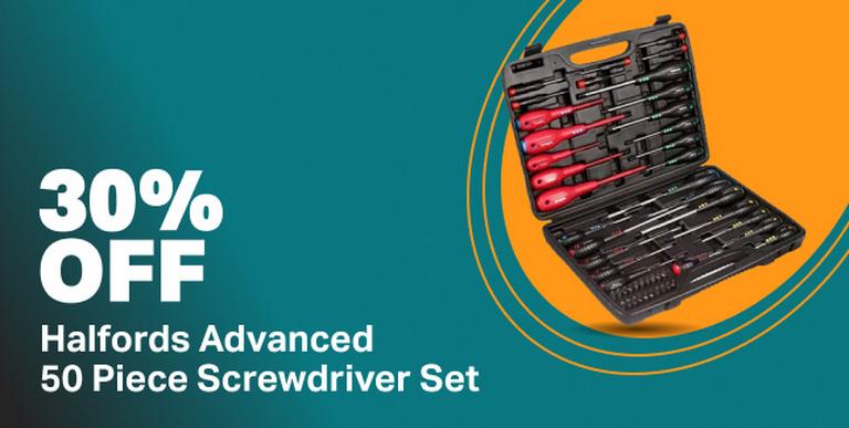 30% off Halfords Advanced 50 piece screwdriver set