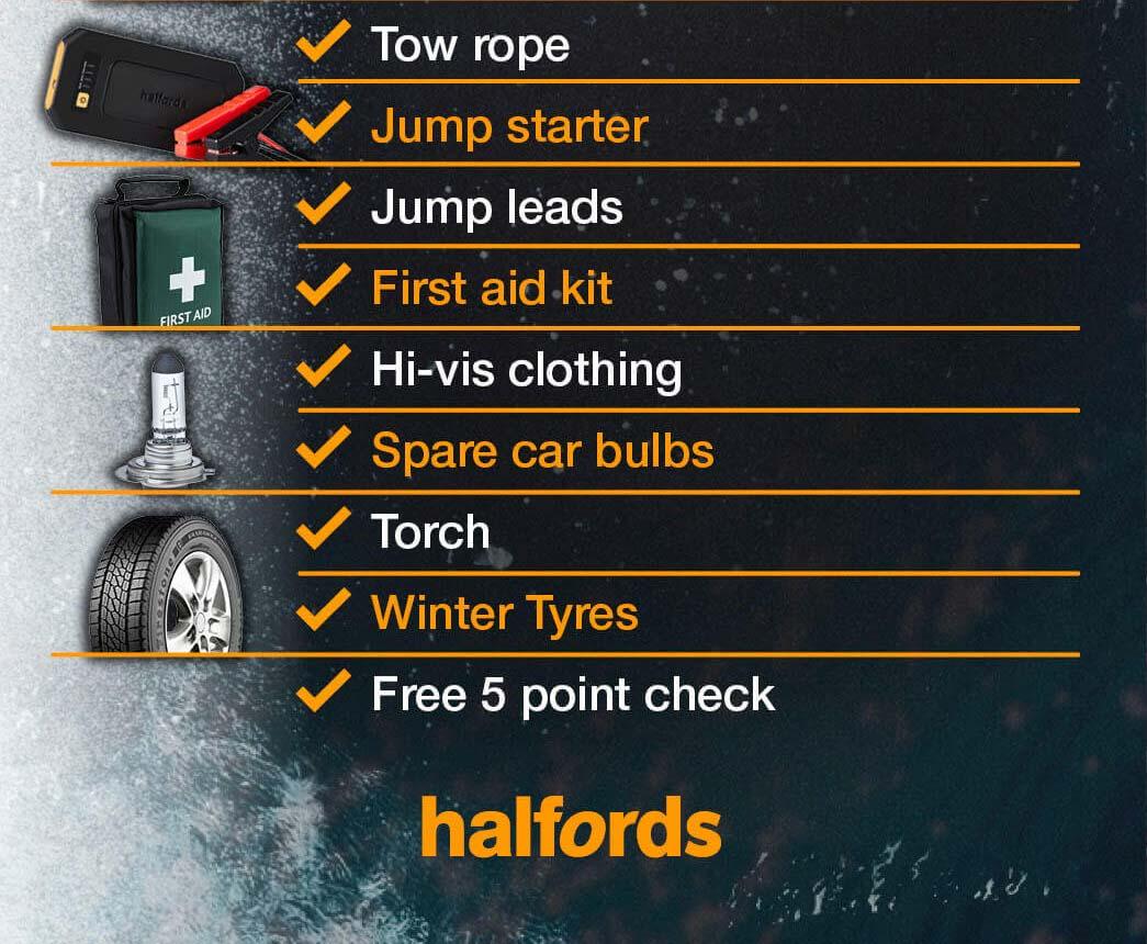 infographic showing items for a car needed during in winter Part 3