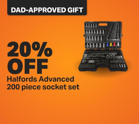 20% off Halfords Advanced 200 piece socket sets