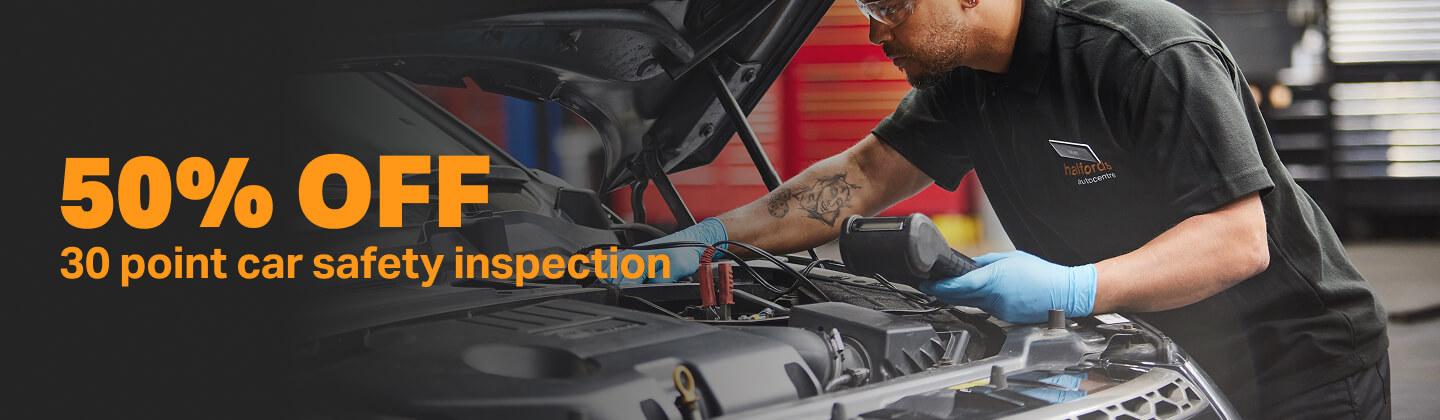 50% off car safety inspection