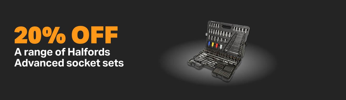 20% off a range of Halfords Advanced socket sets