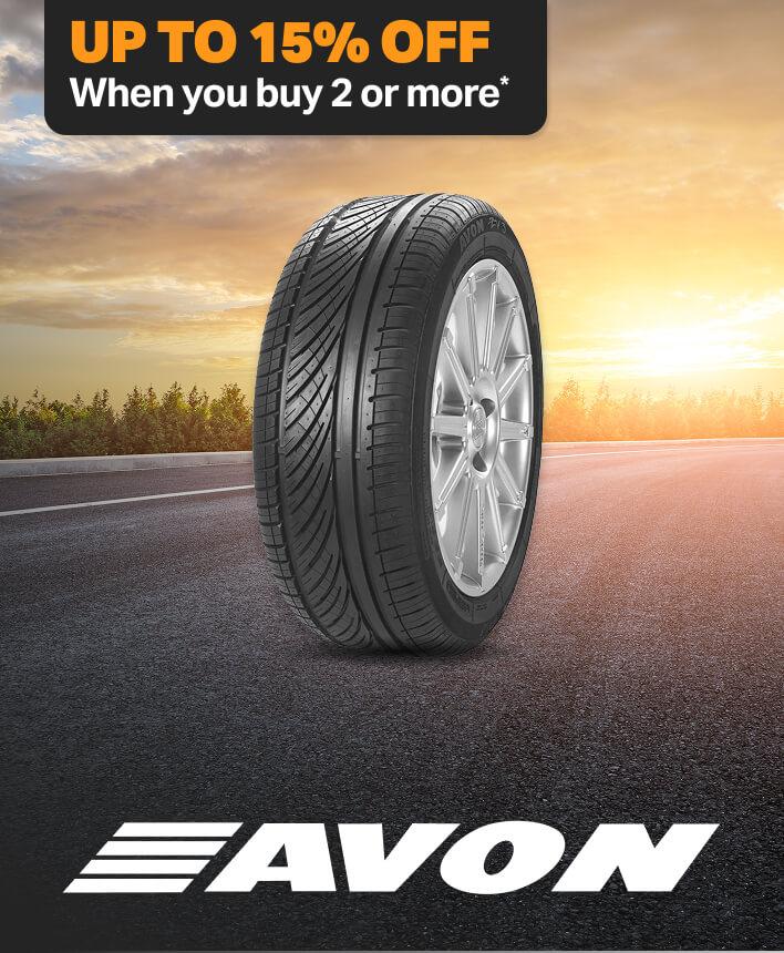 Up to 15% off two or more Avon Use code ‘NEWTYRES’