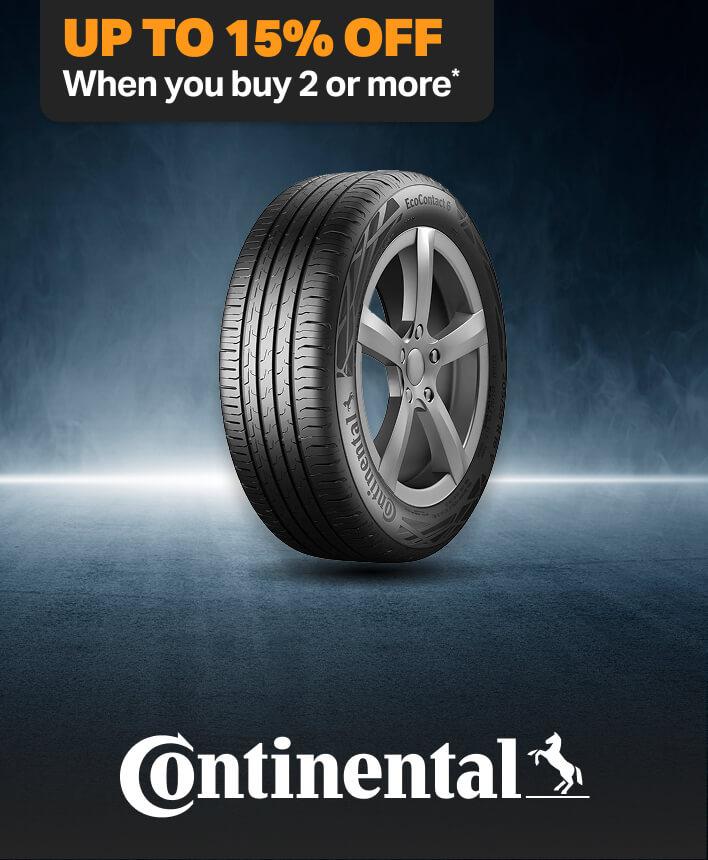 Up to 15% Off two or more Continental tyres Use code ‘NEWTYRES’