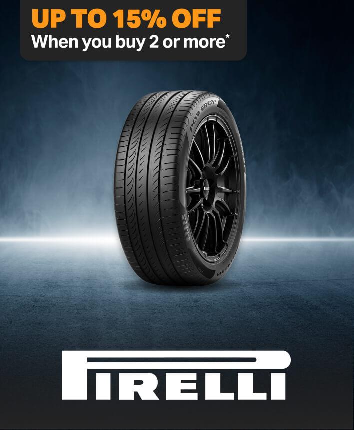 Up to 15% off two or more Pirelli tyres (win a holiday) Use code ‘NEWTYRES’