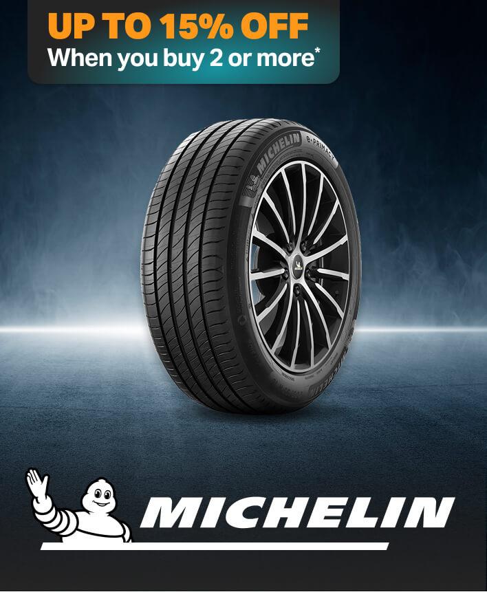 Up to 15% Off two or more Michelin tyres