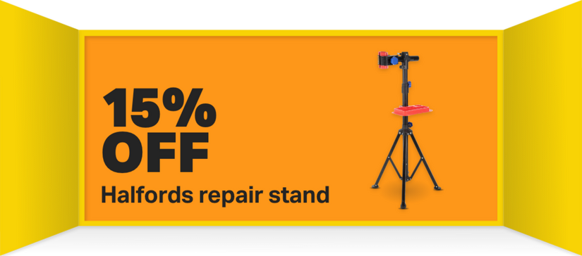 15% off halfords repair stand