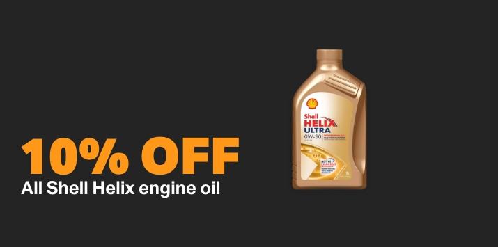 10% off all Shell Helix engine oil