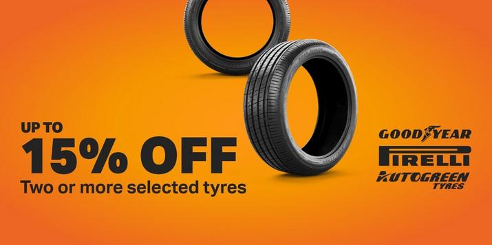 Up to 15% off two or more selected tyres