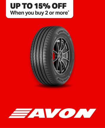 Up to 15% Off two or more Avon tyres Use code 'NEWTYRES'