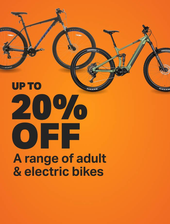Upto 20% off a range of adult & electric bikes