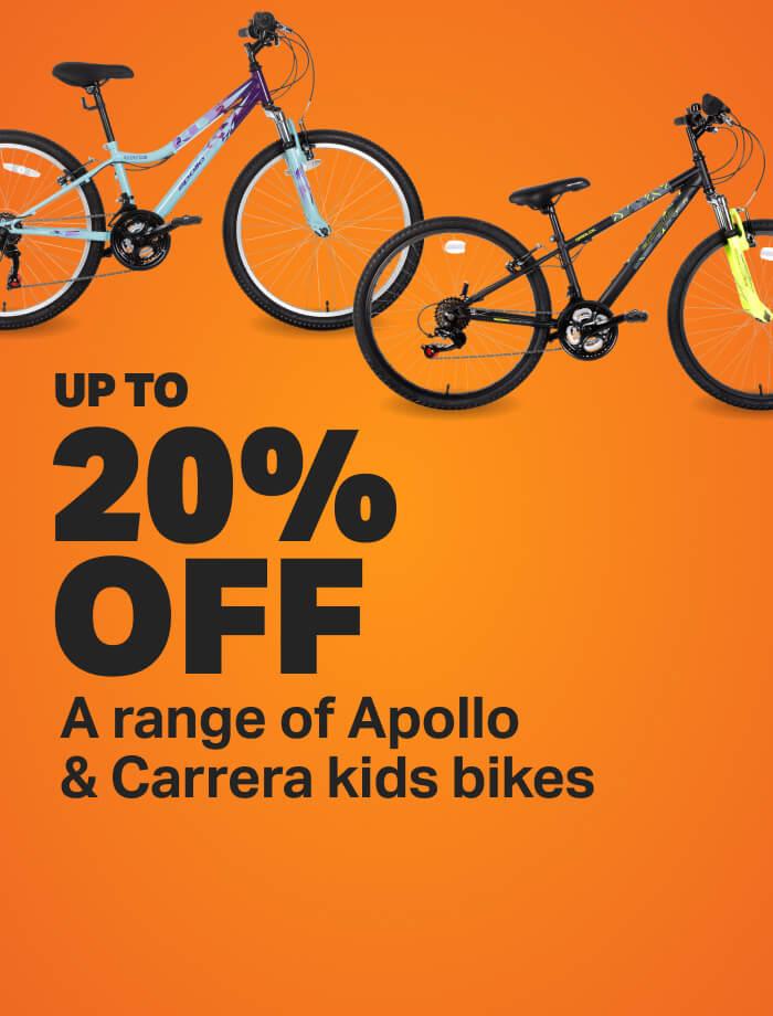 UPTO 20% OFF a range of Apollo & Carrera kids bikes