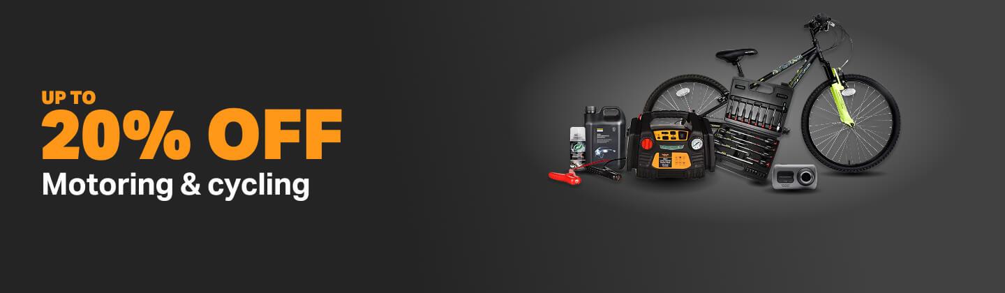 Up to 20% off Motoring & Cycling