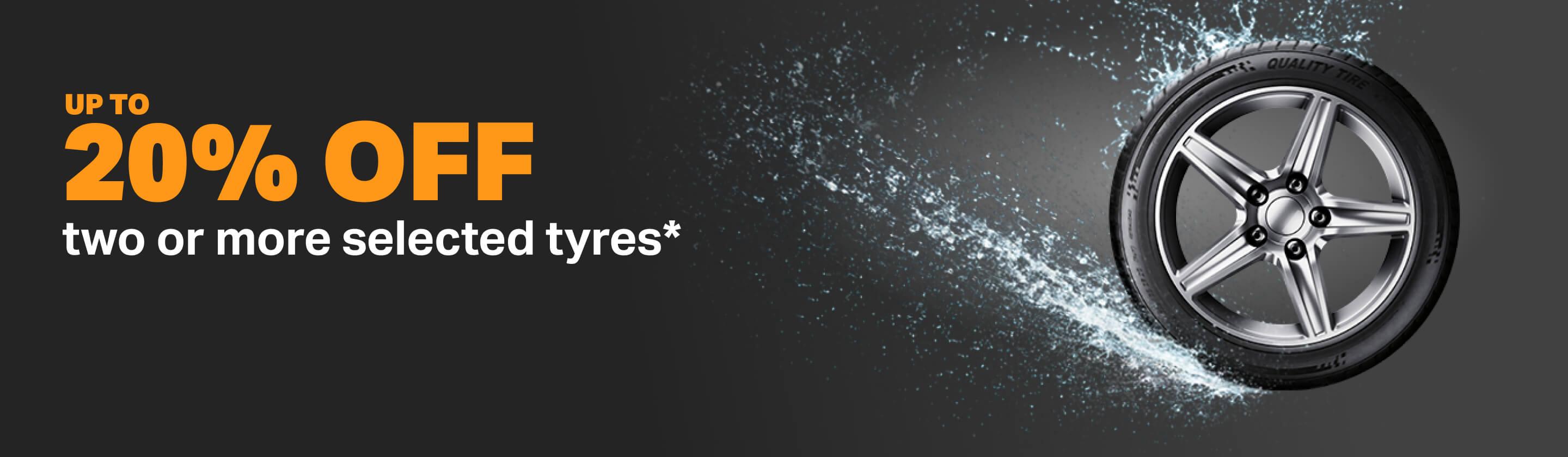 Up to 15% off two or more Avon, Goodyear, Bridgestone, Continental or Michelin tyres