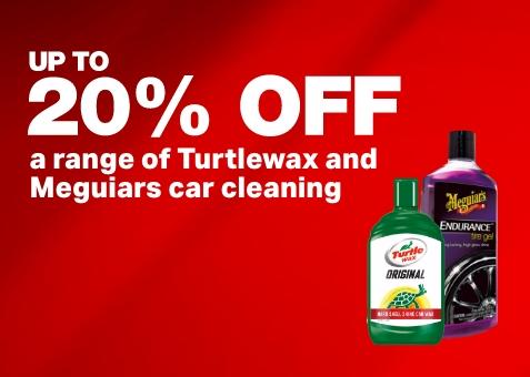up to 20% off a range of turtlewax and meguiars car cleaning