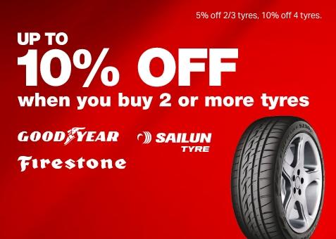 Up to 20% off 2 or more tyres