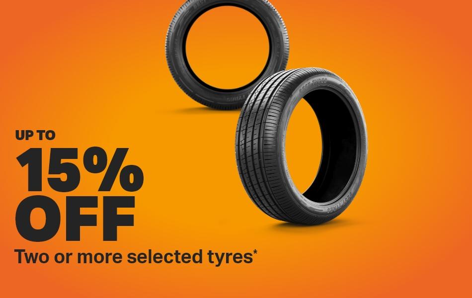 Up to 15% off tyres